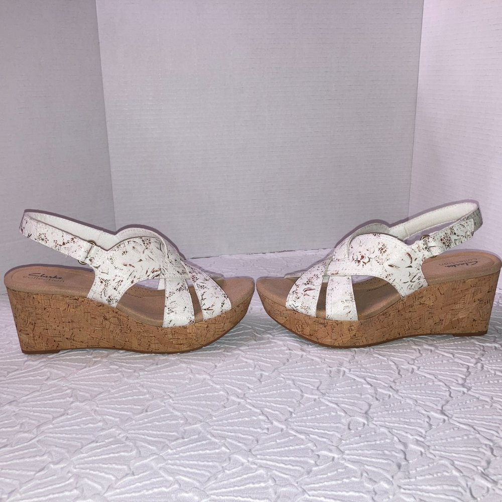 Clark's Collection Sandal Size 9 Ultimate Comfort Rose Erin Wedge Festival Party - Picture 12 of 15